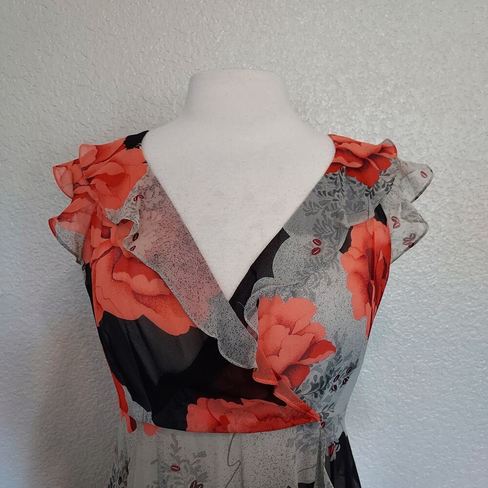 Moulinette Soeurs Sheer Coral Silk Spring Dress Size 6 - Picture 3 of 12